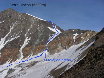 The hourglass route on Cerro Rincon (Cordon del Plata) The hourglass route on Cerro Rincon (Cordon del Plata)