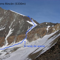 The hourglass route on Cerro Rincon (Cordon del Plata)
