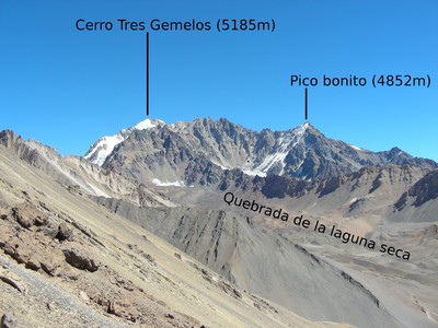 Cerro Tres Gemelos vu de l'E (mars 2008)
