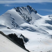 Le Rimpfischhorn et sa trace de montée jusqu'au Sattel