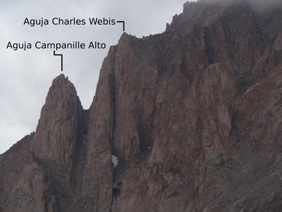Le Campanille Alto et la Charles Webis vues de l'WSW. Le Campanille Alto et la Charles Webis vues de l'WSW.