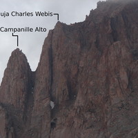Le Campanille Alto et la Charles Webis vues de l'WSW. 