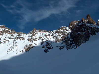 La moitié supérieure du versant W du Col du Chéret