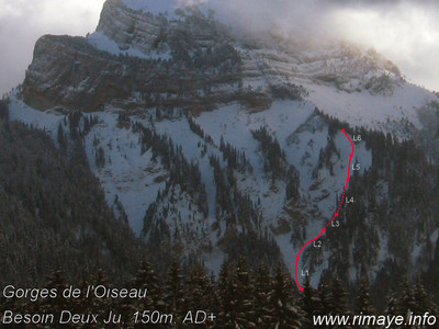 Voie "Besoin Deux Ju" - Gorges de l'oiseau - Chamechaude Voie "Besoin Deux Ju" - Gorges de l'oiseau - Chamechaude