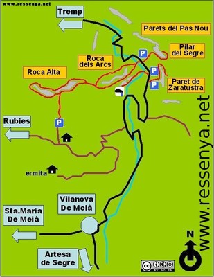 Mapa de los sectores de escalada de Vilanova de Meià (sacado de ressenya-net.blogspot.fr) Mapa de los sectores de escalada de Vilanova de Meià (sacado de ressenya-net.blogspot.fr)