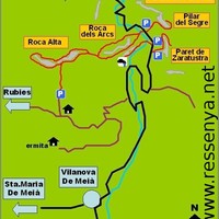 Mapa de los sectores de escalada de Vilanova de Meià (sacado de ressenya-net.blogspot.fr)
