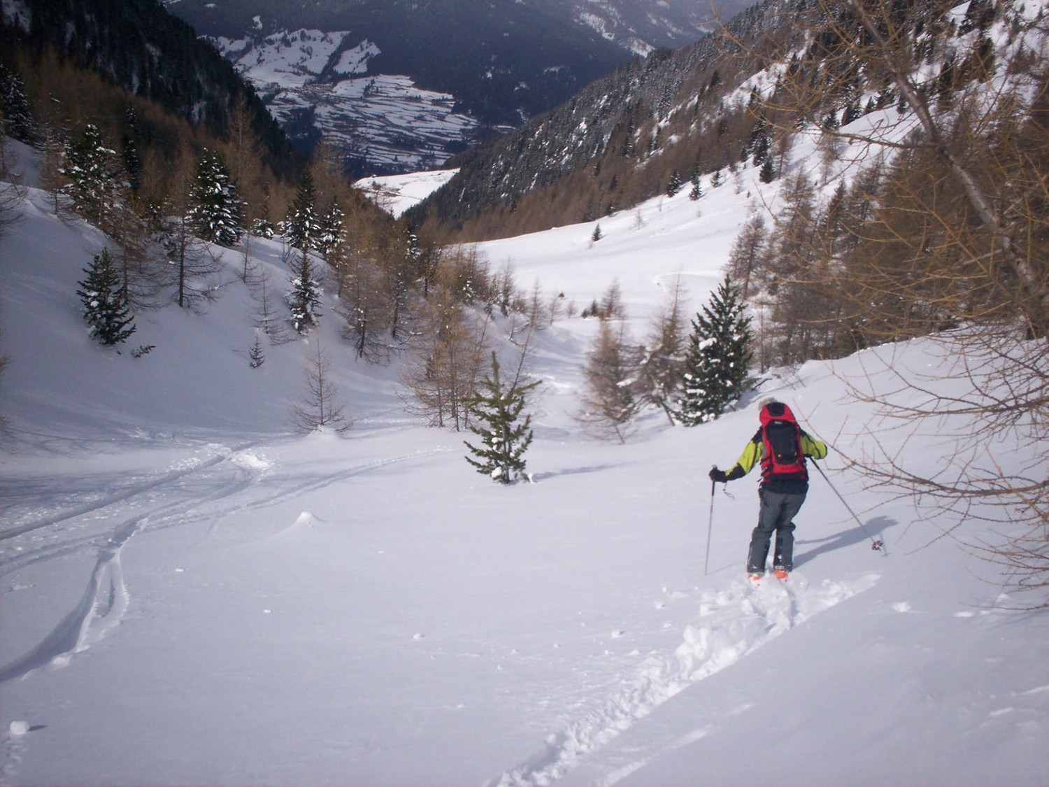 Scendendo dalla cima di Stilves. Valloncello intonso nella parte mediana della valle.