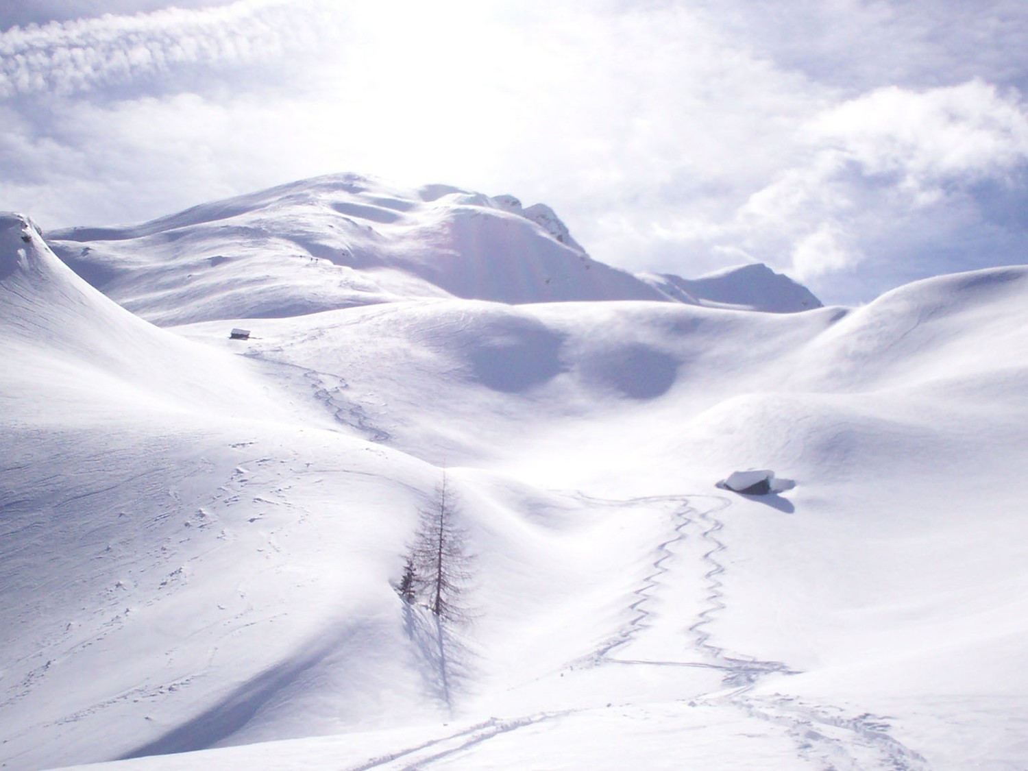 Scendendo dal Bodnerberg. Vista sulla parte alta dell'itinerario.