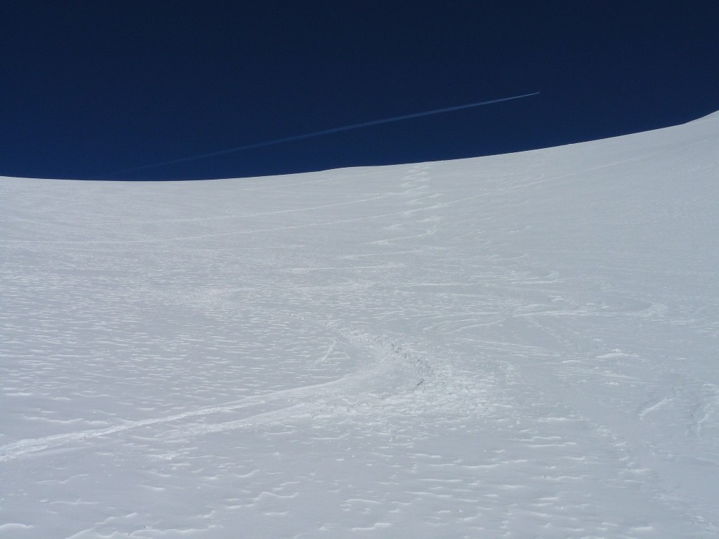 Trace de la descente du sommet du dome