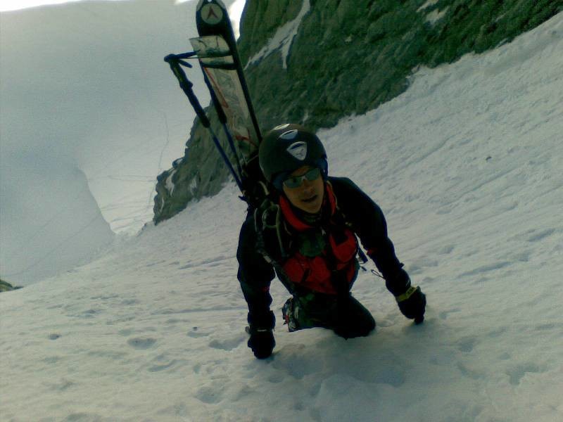 Gervasutti tour ronde : Yann au debut du couloir