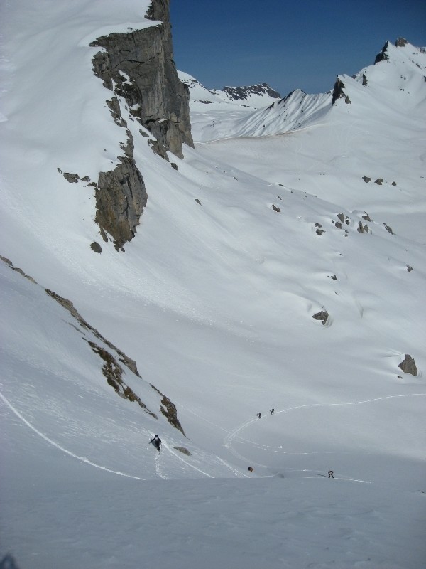 A la sortie de la pente raide de la combe des Tsermettes