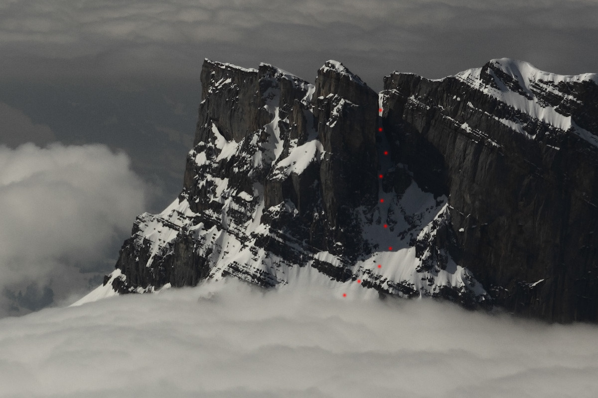 Pointe d'Anterne, couloir de la Mitraille