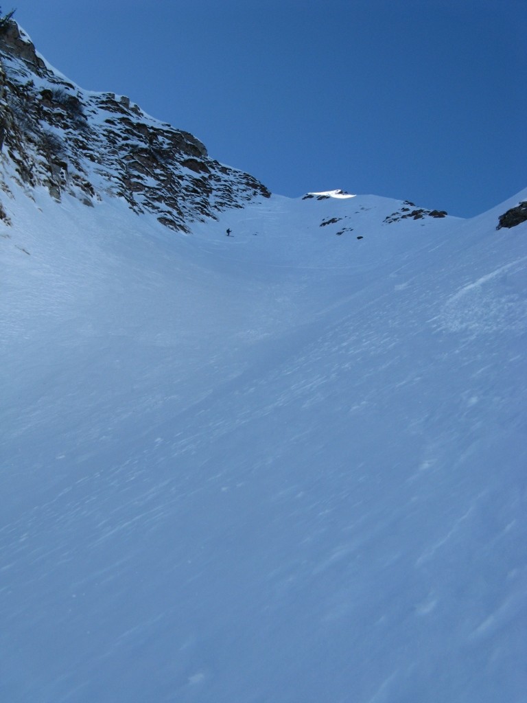 Couloir N du Grammont: Partie haute présentant un bon remplissage