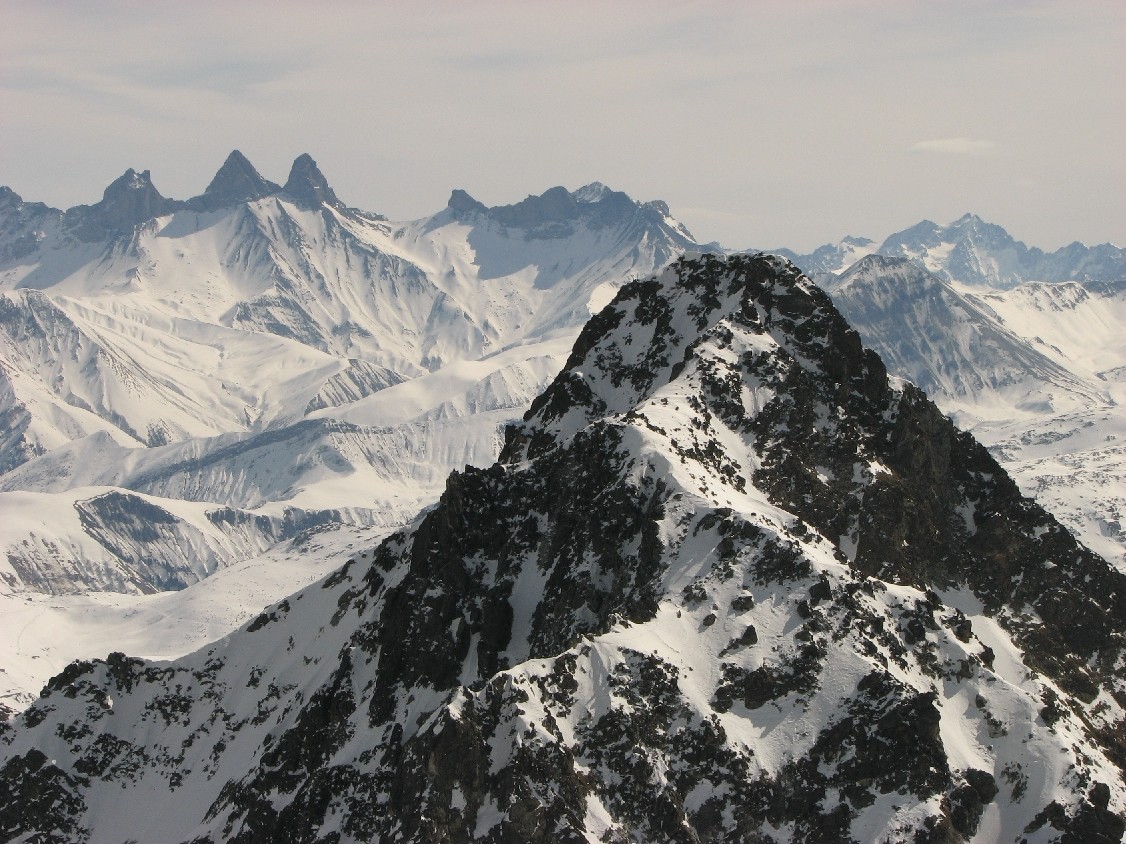 bec d'Arguille devant aiguilles d'Arves, Goléon et Agneaux