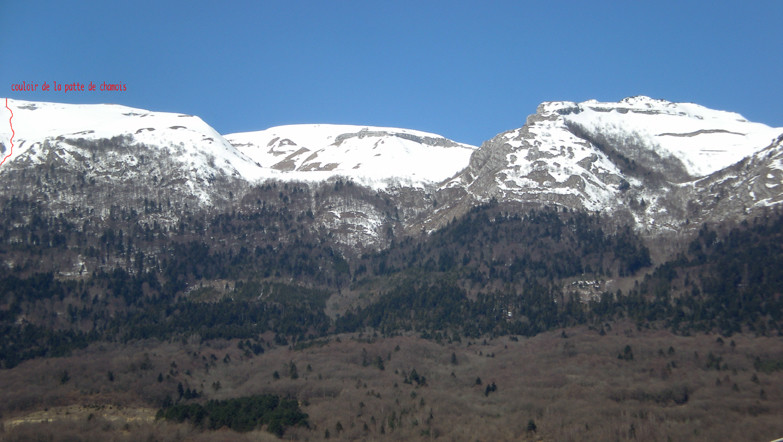à gauche le couloir à droite le reculet vu de Thoiry