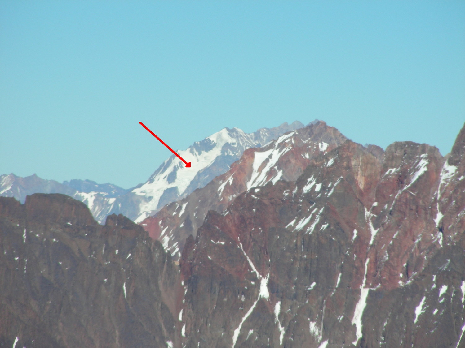 El glaciar SE de los Gemelos visto de la cumbre del Agustin Alvarez (enero 2009)