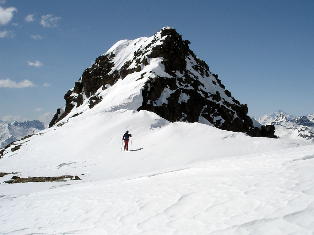 la vetta del Dosso dell'Oca vista dalla sella 2840 m c.