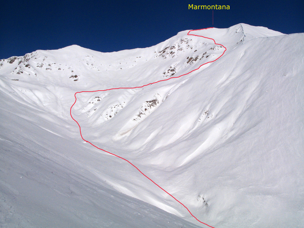 itinerario al Marmontana, dai 1600 m c. alla vetta.