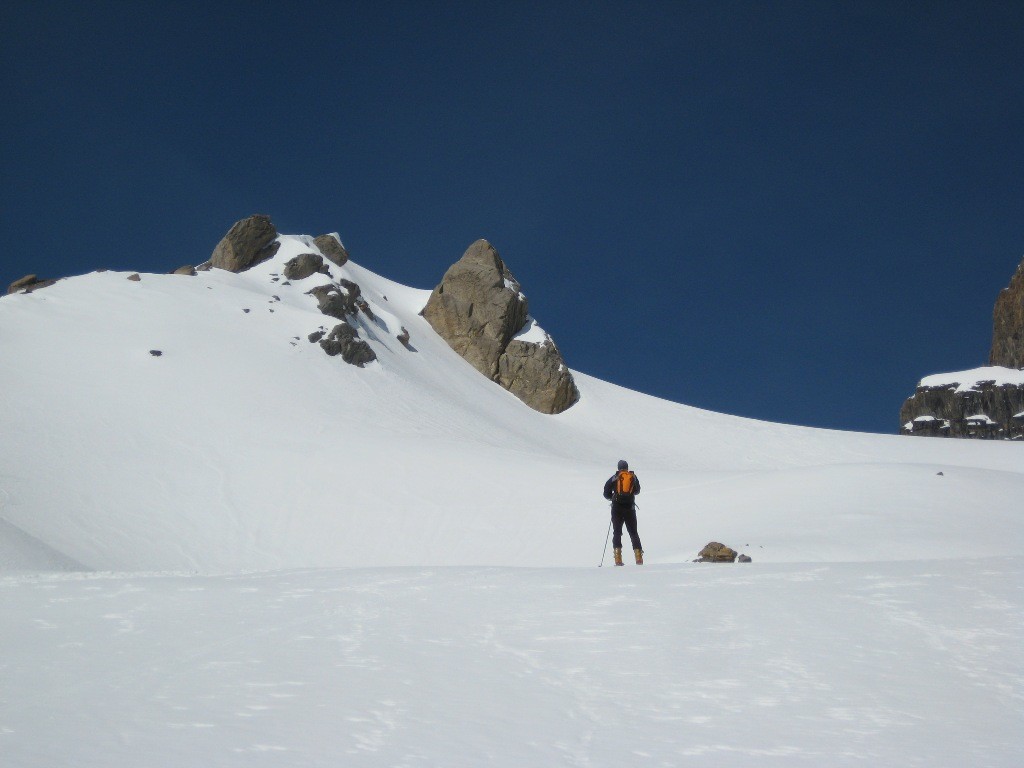Thierry au pied du glacier de Plan Névé