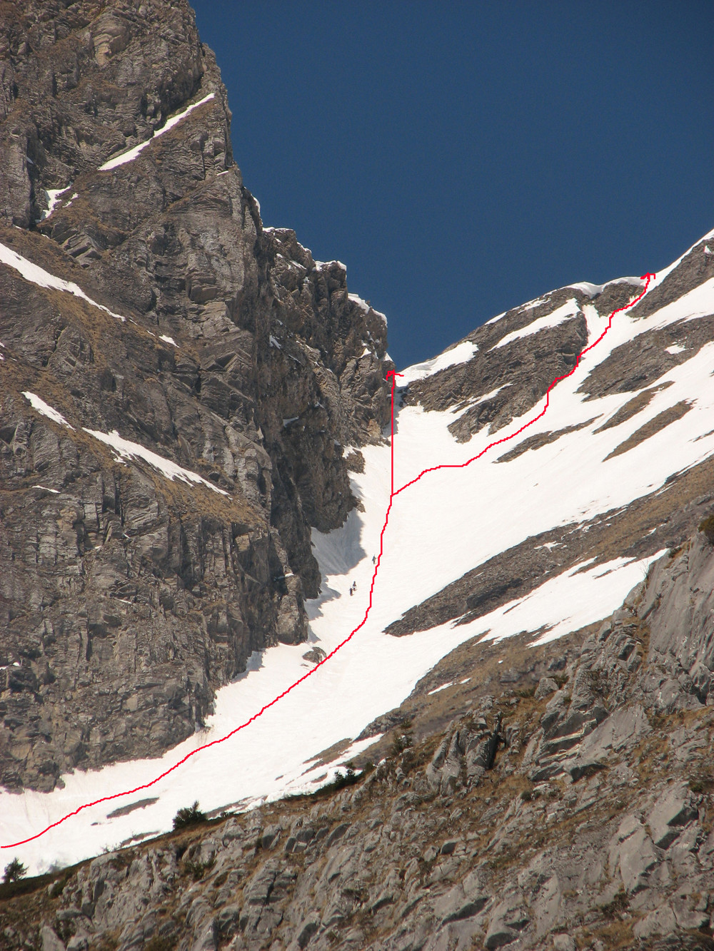 Zoom sur final col sud de Torchère, avec les 2 sorties