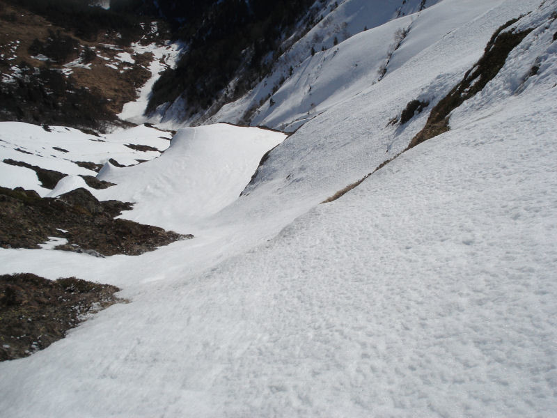 Petit passage glacé vers le milieu de la face E du Montaigu