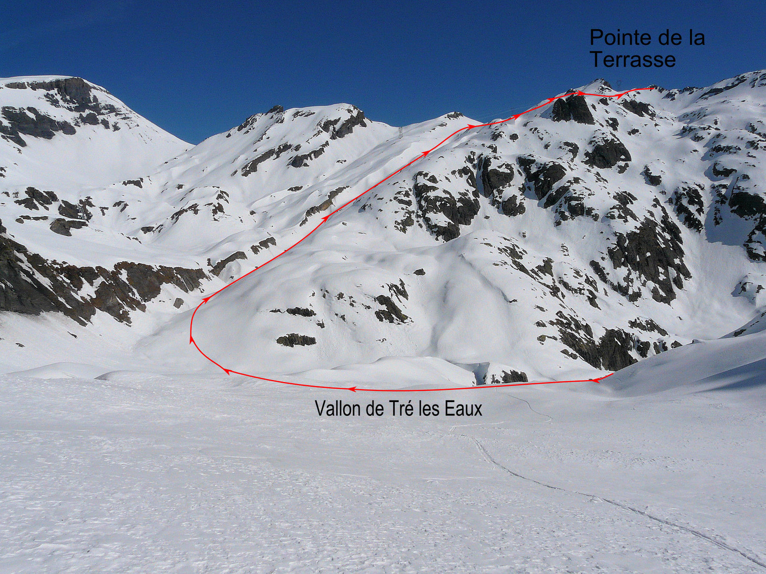 Pointe ou col de la Terrasse depuis Tré les Eaux