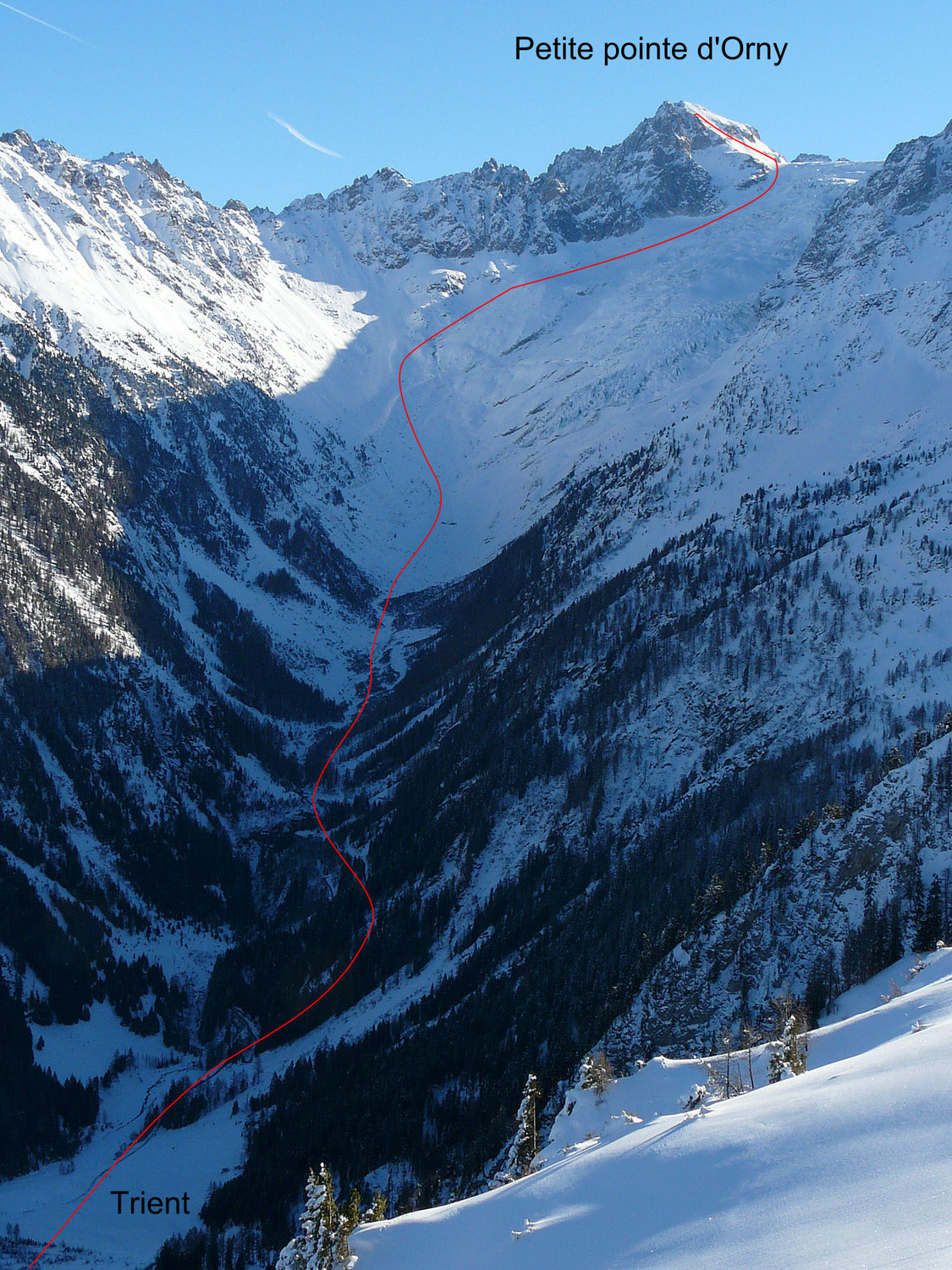Petite pointe d'Orny depuis Trient