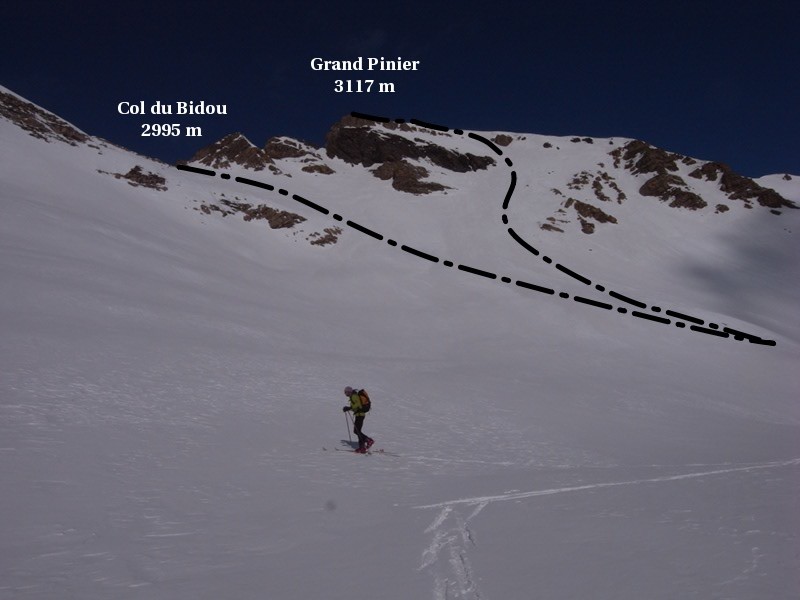 Face S du Grand Pinier et col du Bidou