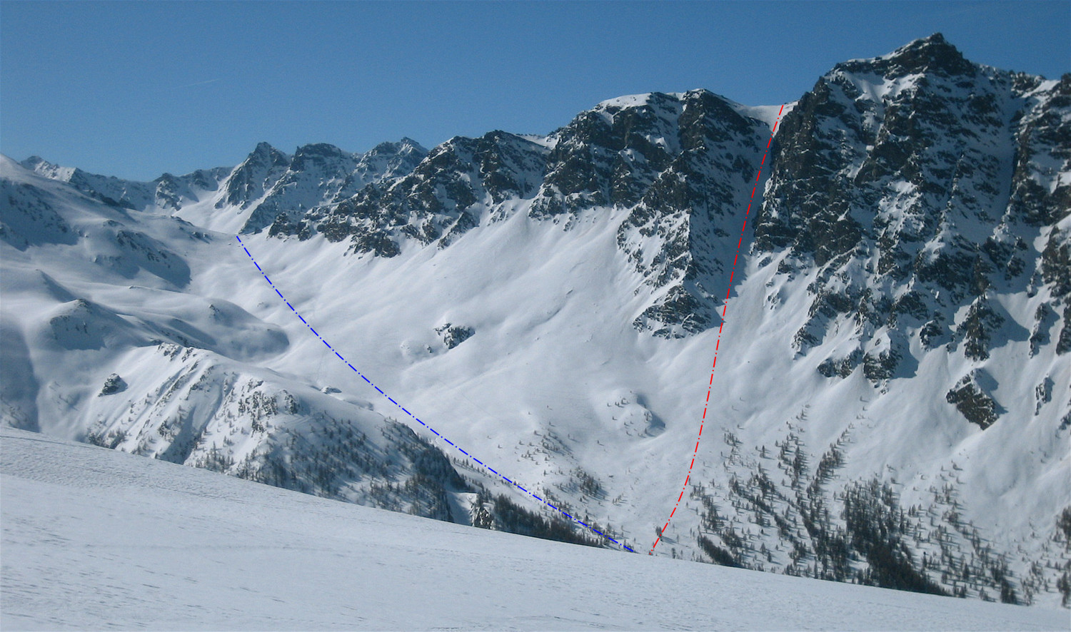Col du Longet (versant NW) et Pic de Chateau Renard (couloir N)