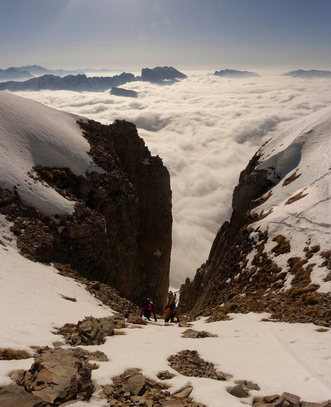 Petit Obiou (couloir SE) - sortie de la cheminée