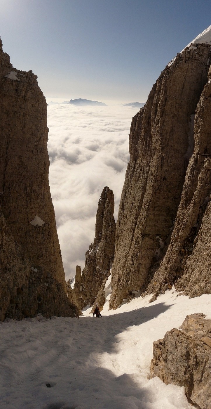 Petit Obiou (couloir SE) - dans la cheminée