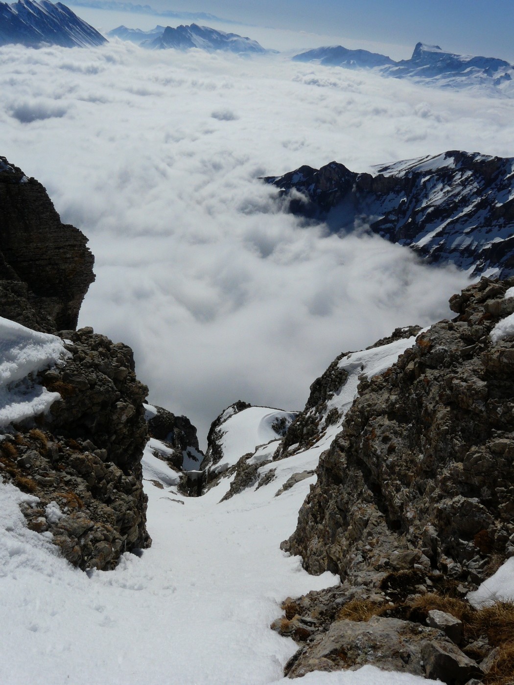 Obiou - couloir du bloc coincé