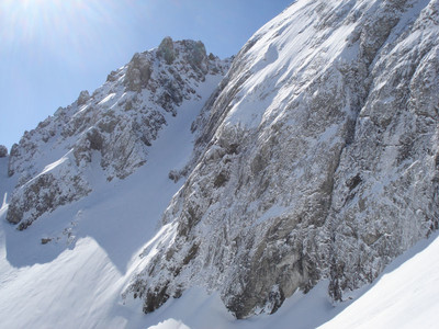 Couloir N du Petit Arbizon (vu en montant au col 2634 m).