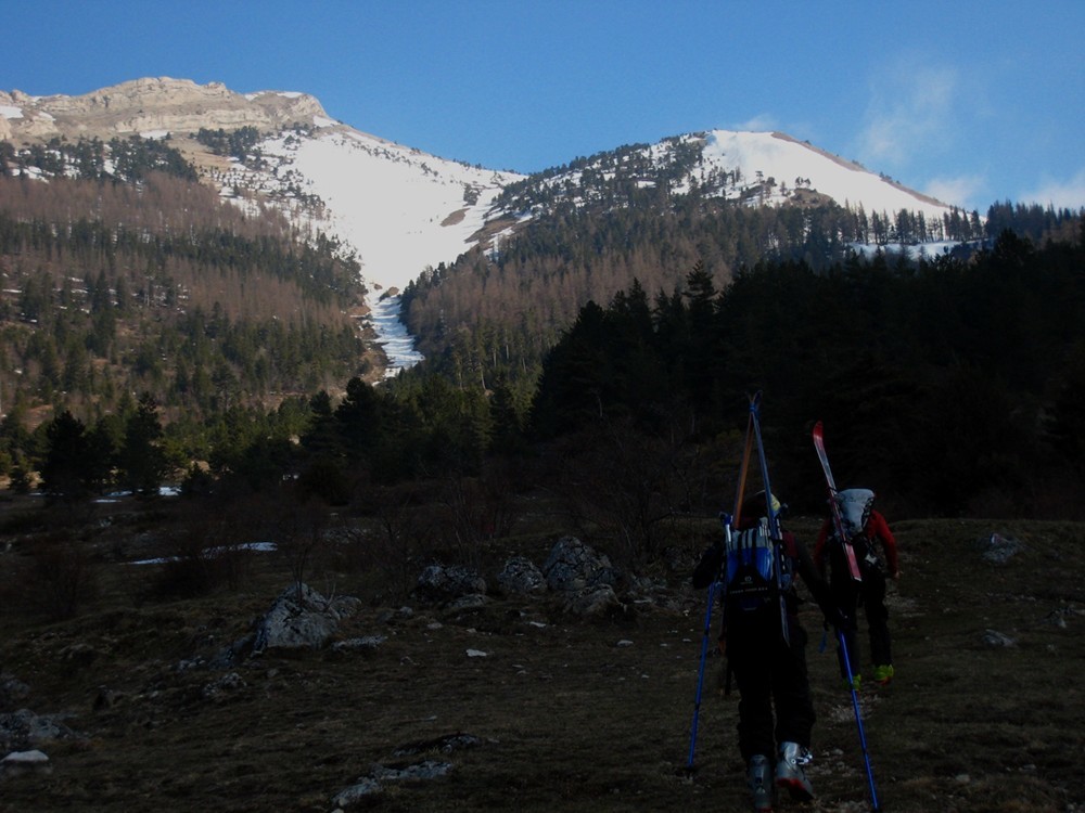 la face S du Jocou et le seul "couloir" skiable