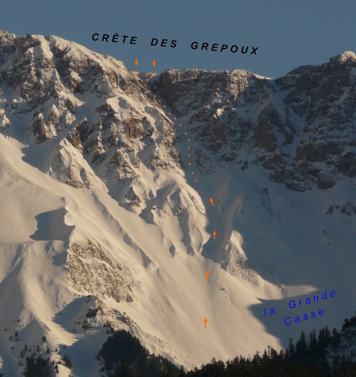 Crête des Grépoux - couloir de droite