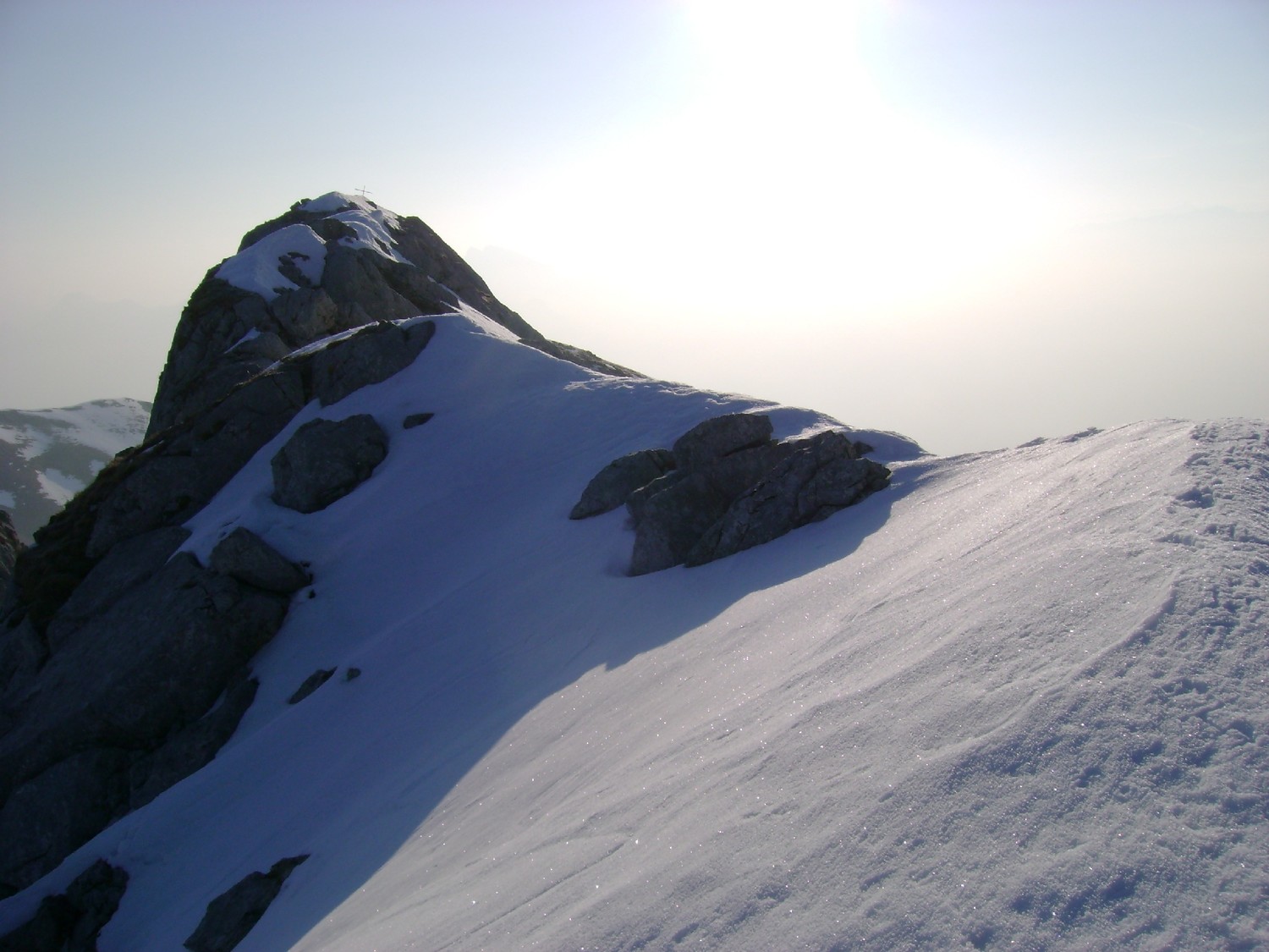 Grande Jumelle: vue sur le sommet depuis l'antécime