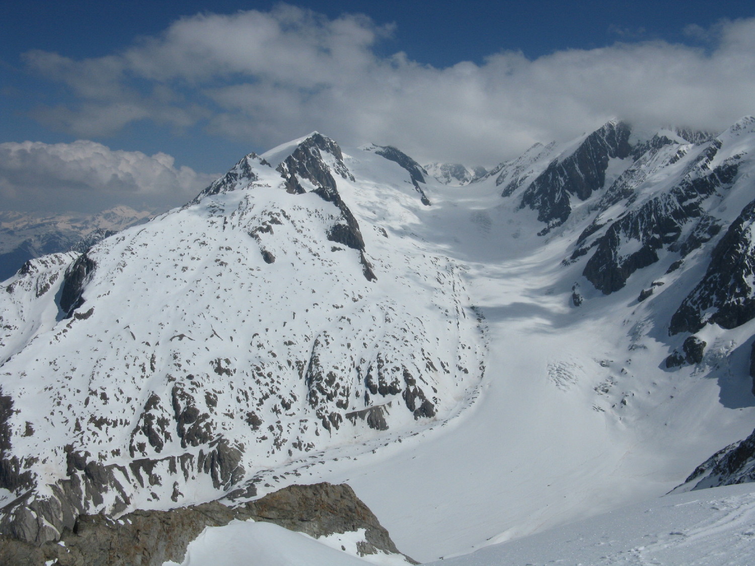 Le glacier de Tre la Tête depuis le sommet