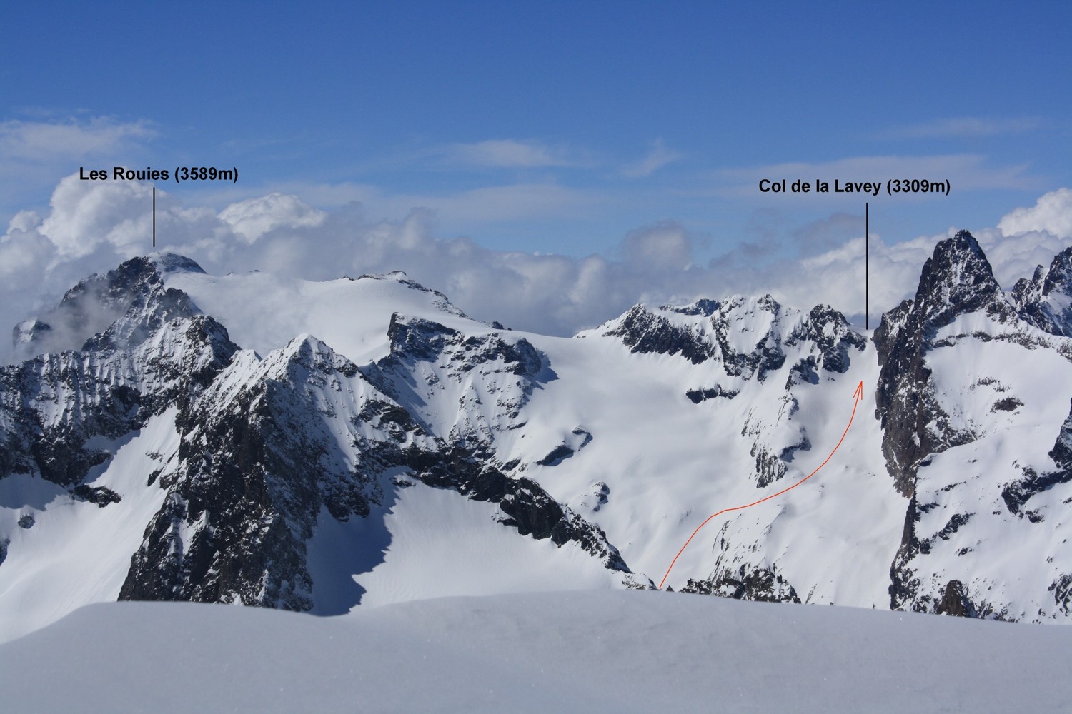 Les Rouies, le Col de la Lavey et la Pointe du Vallon des Etages
