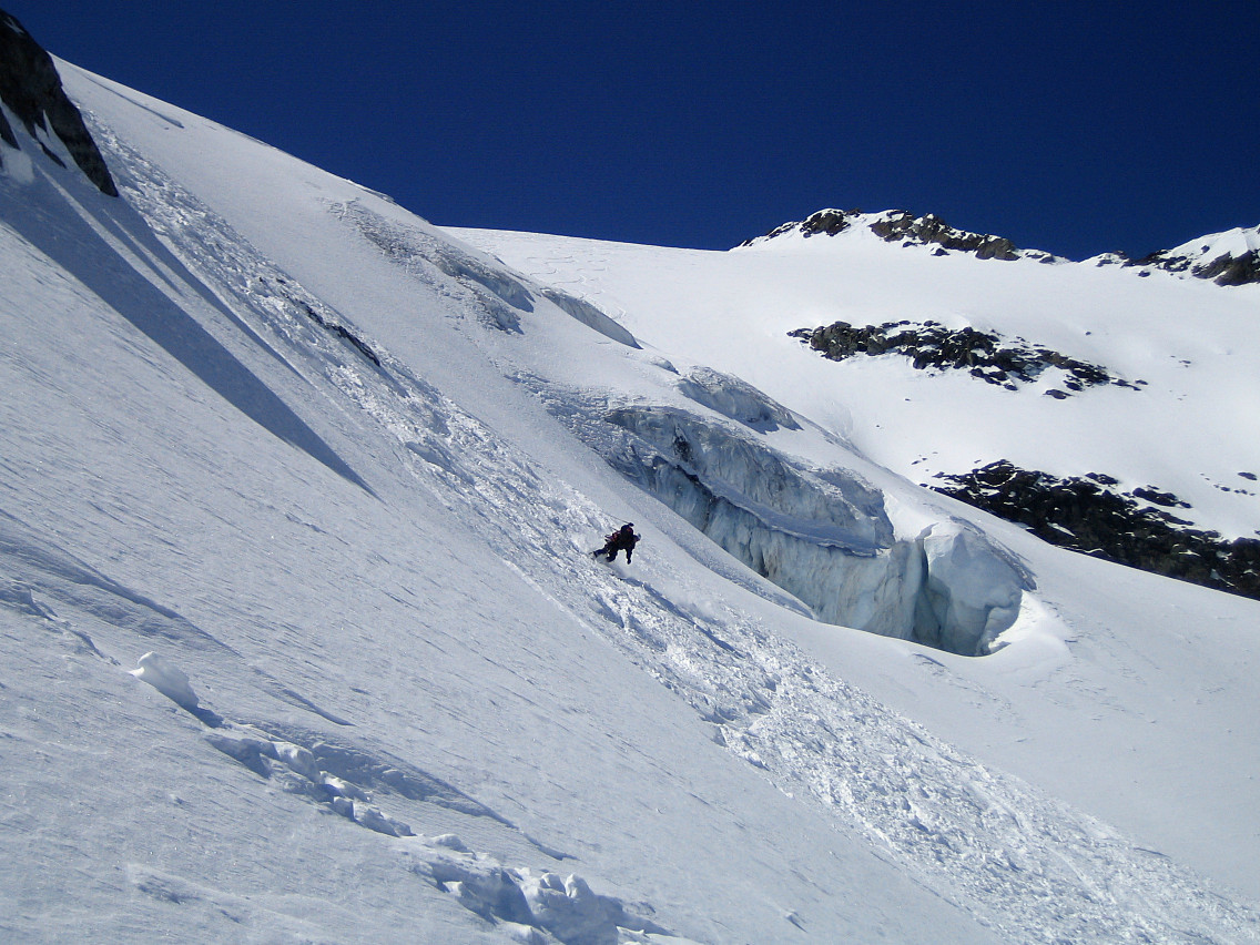 Dans la partie la plus raide du Glacier de Troquairou