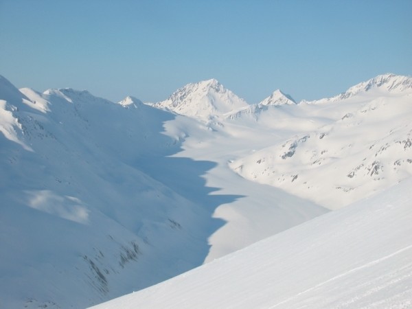 Salendo al Vord Guslar Sp, vista sull'Hintereisferner