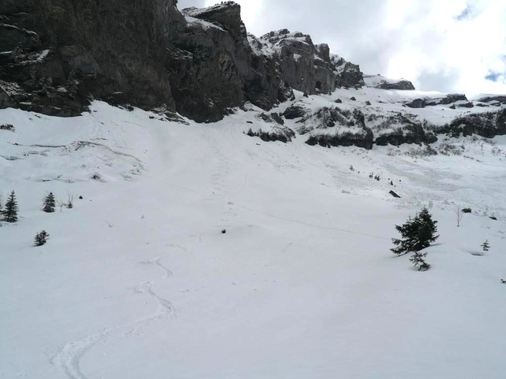 Le bas de la combe : neige agréable à skier