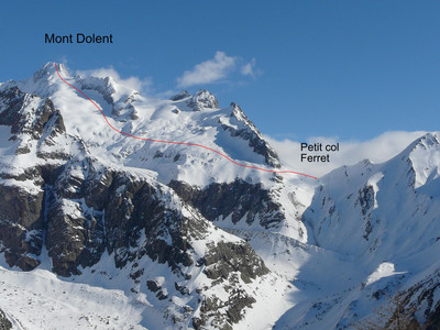 Le mont Dolent itinéraire depuis le petit col Ferret