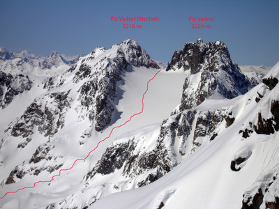 Itnerario al Piz Vadret Pitschen 3218 m dalla Val Punt Ota. Itnerario al Piz Vadret Pitschen 3218 m dalla Val Punt Ota.