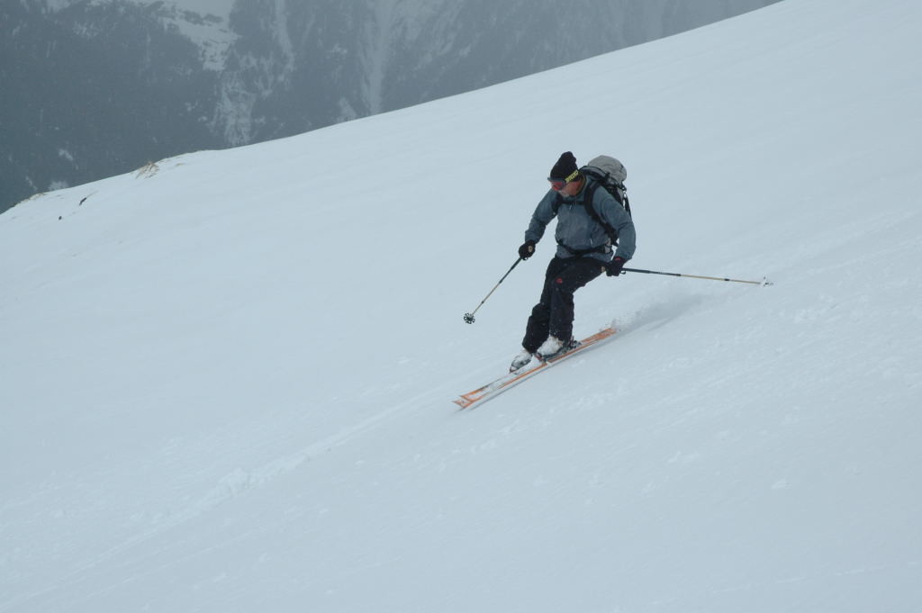 Jean-Pierre dans la descente du Gandhorn
