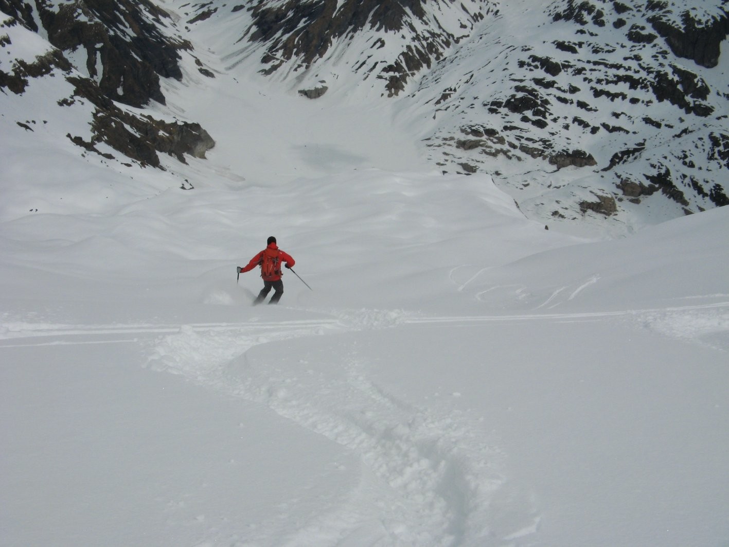 Descente du sommet de l'Oeil de Boeuf dans 15cm de poudre