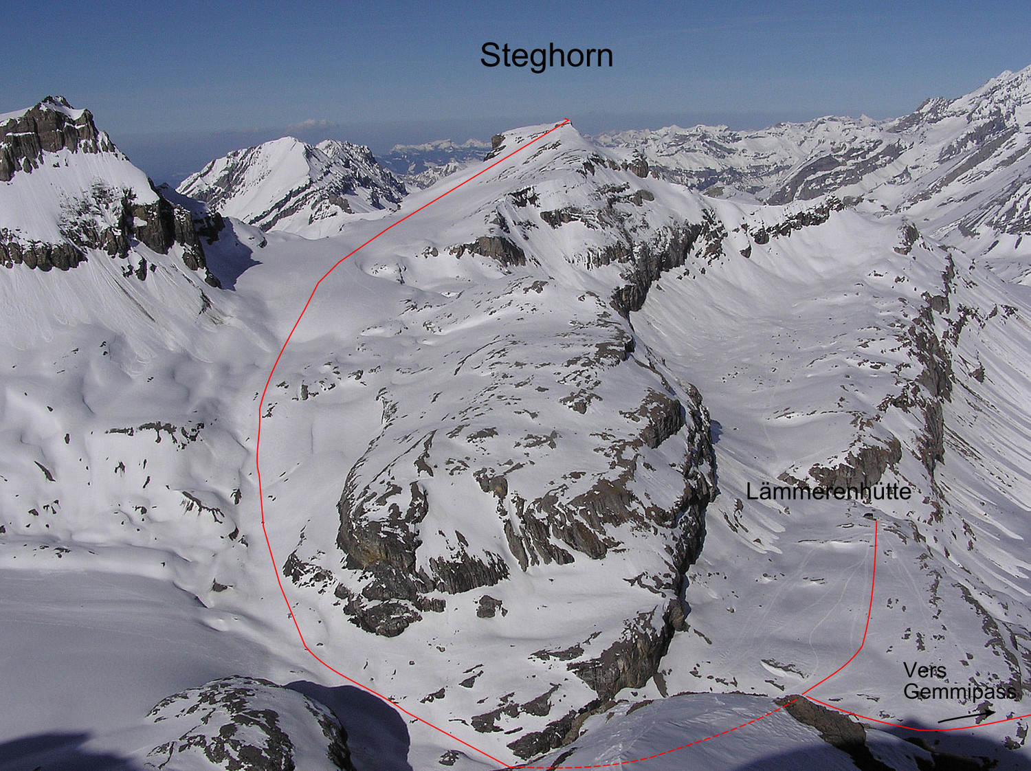 Steghorn depuis Gemmipass ou Lämmerenhütte