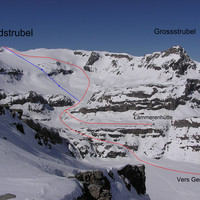 Wildstrubel depuis Gemmipass ou Lämmerenhütte (en bleu variante descente)