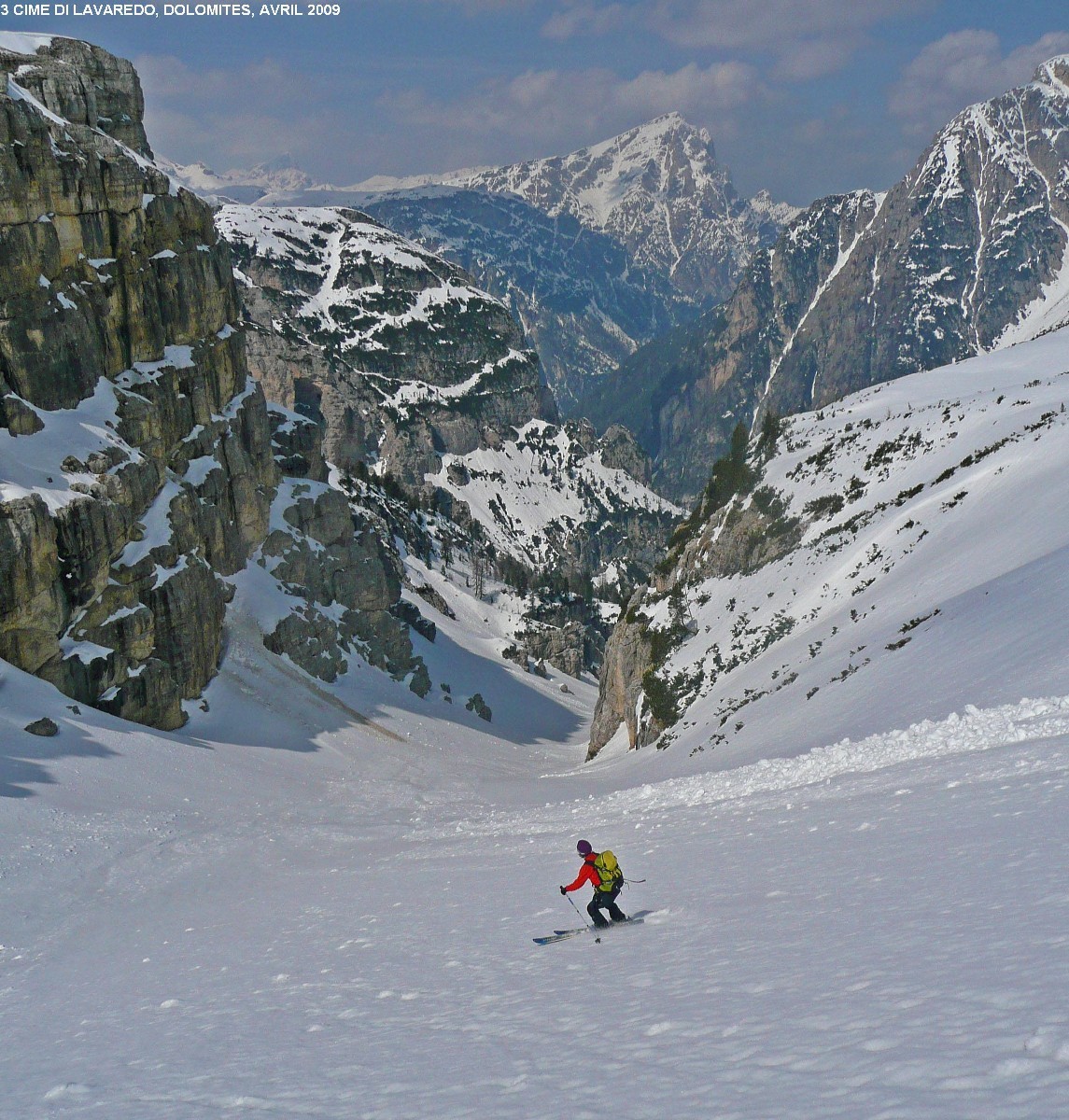 Tour des Tre Cime di Lavaredo, descente du couloir du Colle di Mezzo