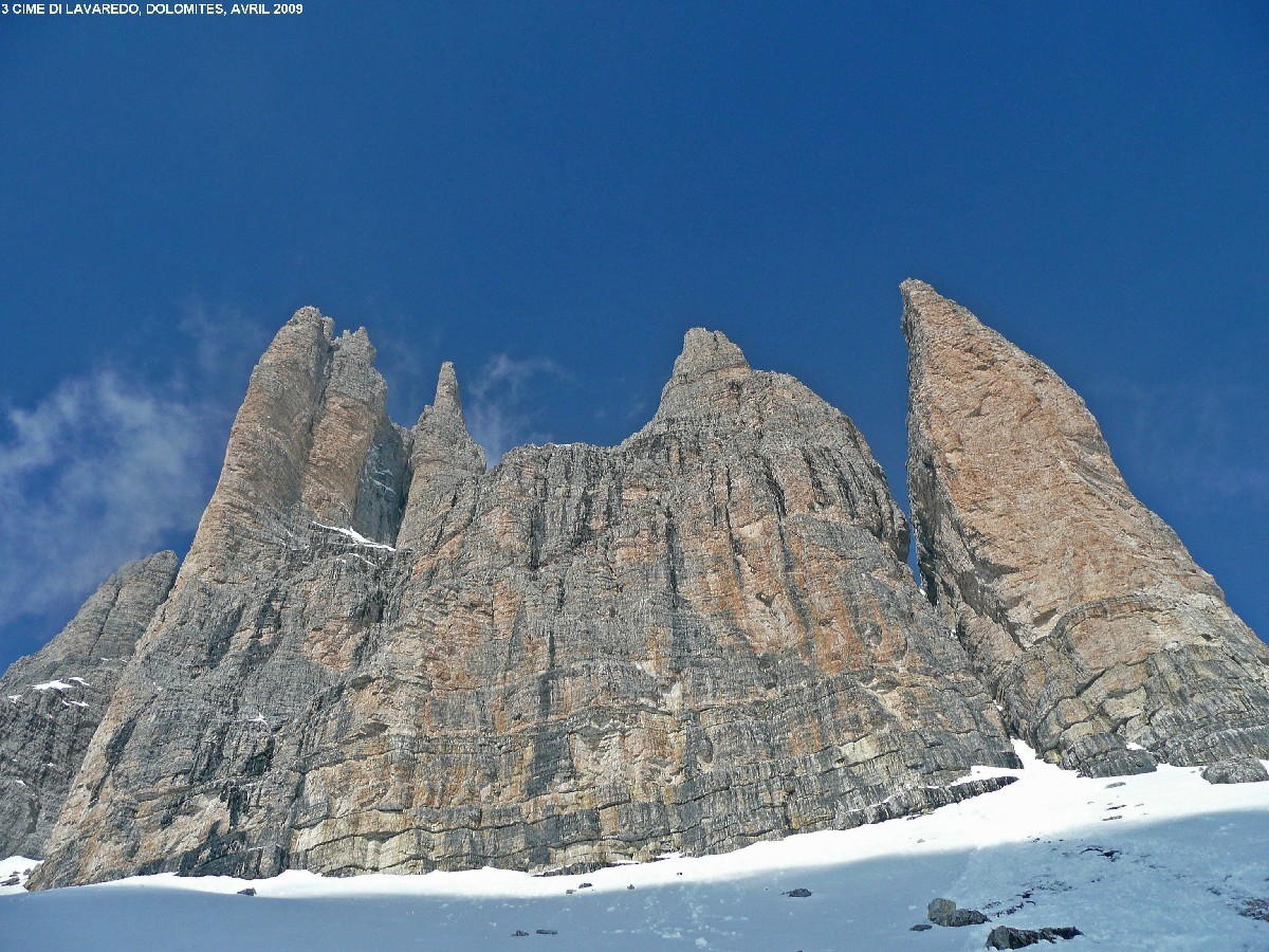 Tre Cime di Lavaredo, face sud de la Cima Piccola