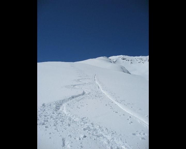 Descente en poudreuse le 17 avril 09 en Avers